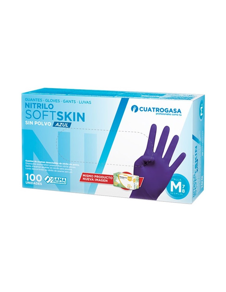 GUANTE NITRILO SOFT AZUL SIN POLVO (100 U) TALLA S (6-7)