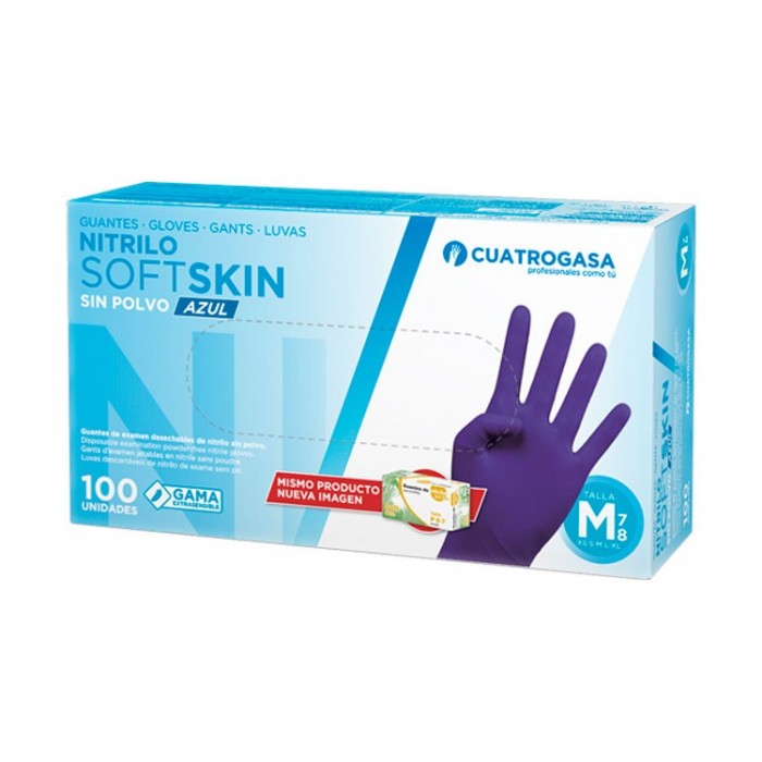GUANTE NITRILO SOFT AZUL SIN POLVO (100 U) TALLA S (6-7)