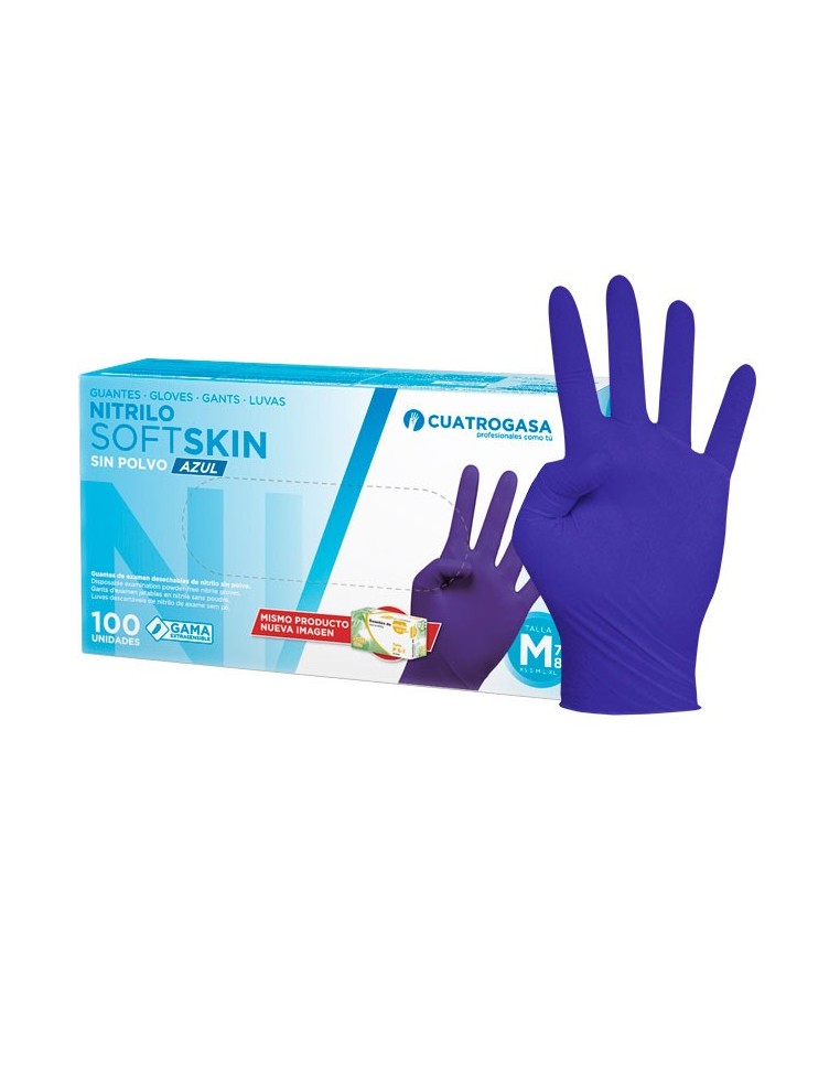 GUANTE NITRILO SOFT AZUL SIN POLVO (100 U) TALLA XL (9-10)