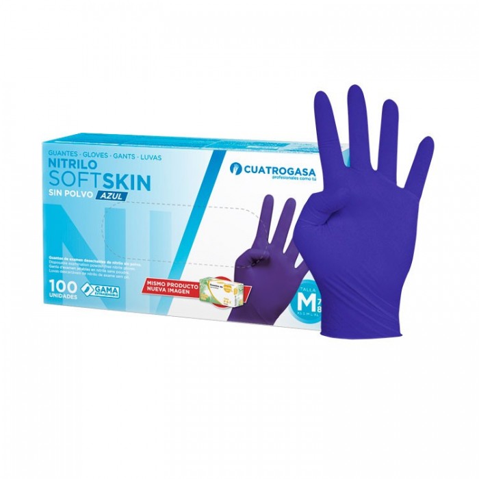 GUANTE NITRILO SOFT AZUL SIN POLVO (100 U) TALLA XL (9-10)