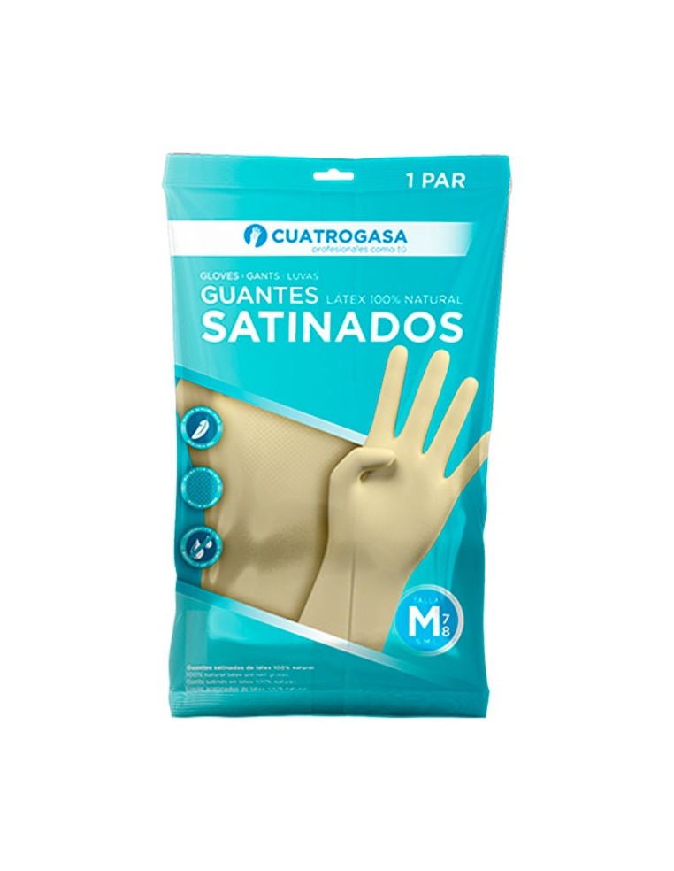 GUANTE SATINADO 100% LATEX NATURAL TALLA L (8-9)