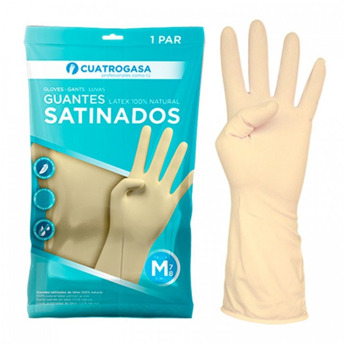 GUANTE SATINADO 100% LATEX NATURAL TALLA M (7-8)
