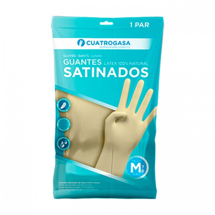 GUANTE SATINADO 100% LATEX NATURAL TALLA M (7-8)