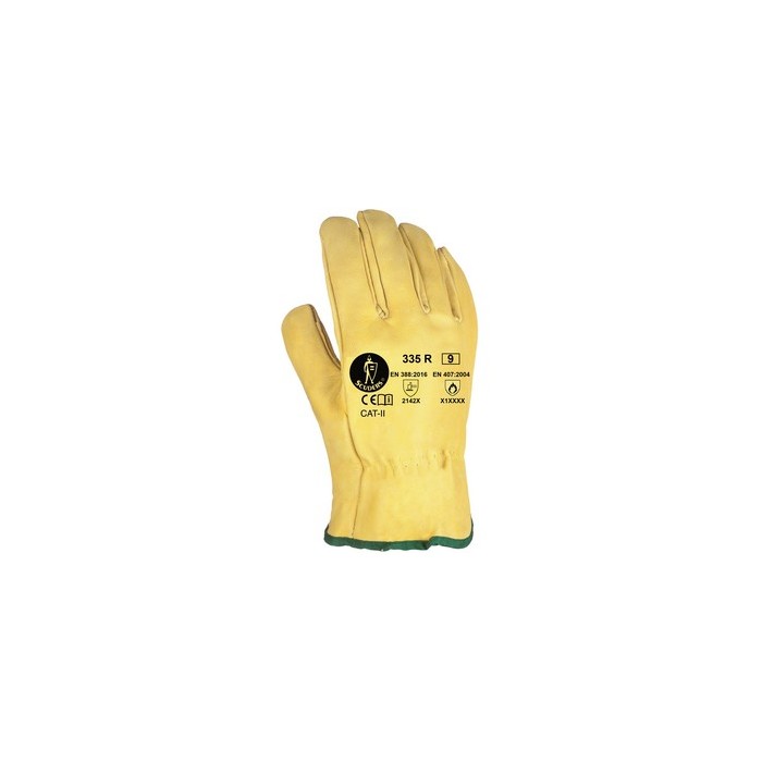 GUANTE TRABAJO PIEL FLOR VACUNO AMARILLO RIESGOS TERMICOS CLASE A TALLA L (9)