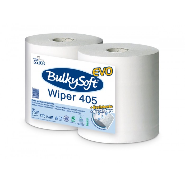 BOBINA INDUSTRIAL BULKYSOFT WIPER 405 1.350 servicios (2 bobinas)