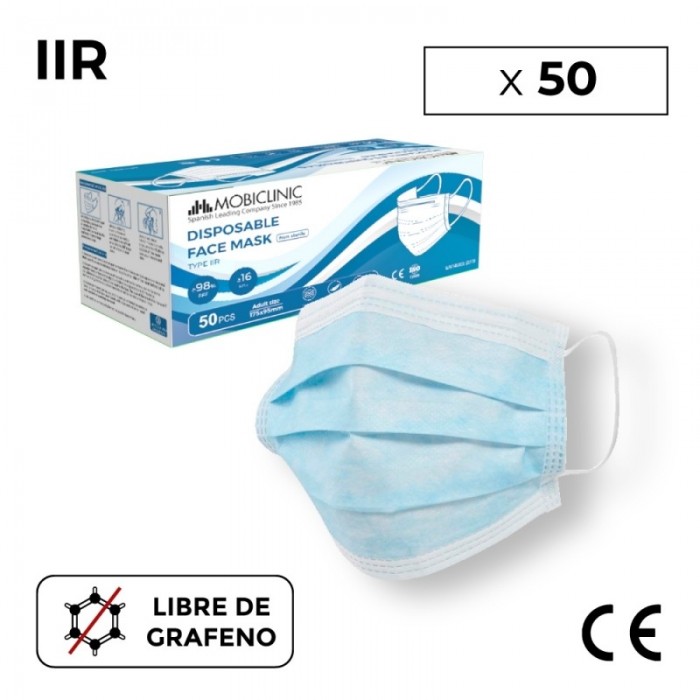 MASCARILLA QUIRURGICAS IIR SIN GRAFEON  3 CAPAS (50 UNIDADES)  MOBICLINIC
