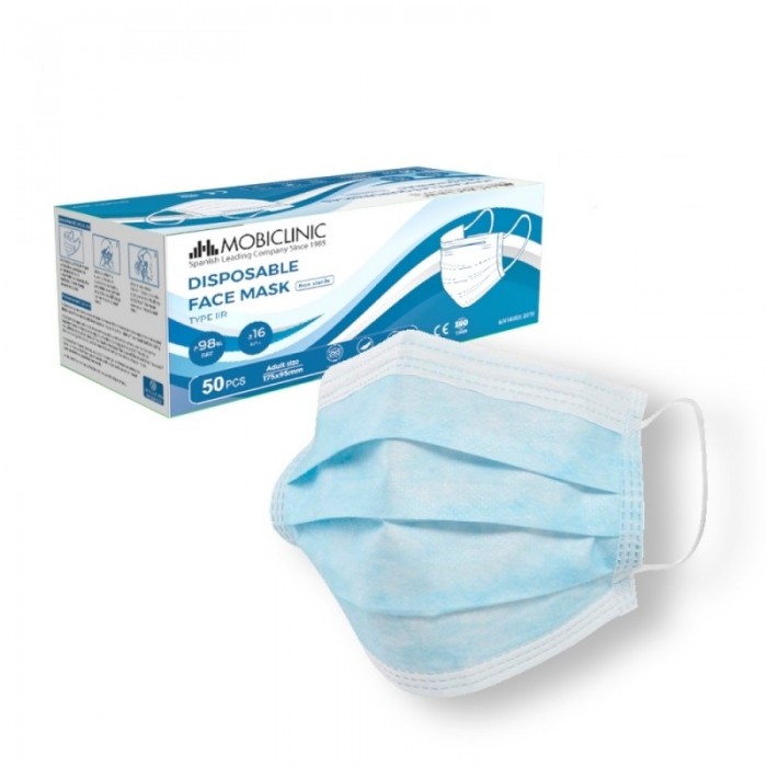 MASCARILLA QUIRURGICAS IIR SIN GRAFEON  3 CAPAS (50 UNIDADES)  MOBICLINIC