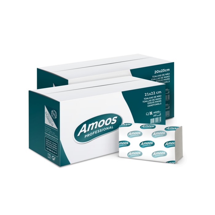 TOALLA PLEGADO EN V AMOOS (20 paquetes x 200 uds)