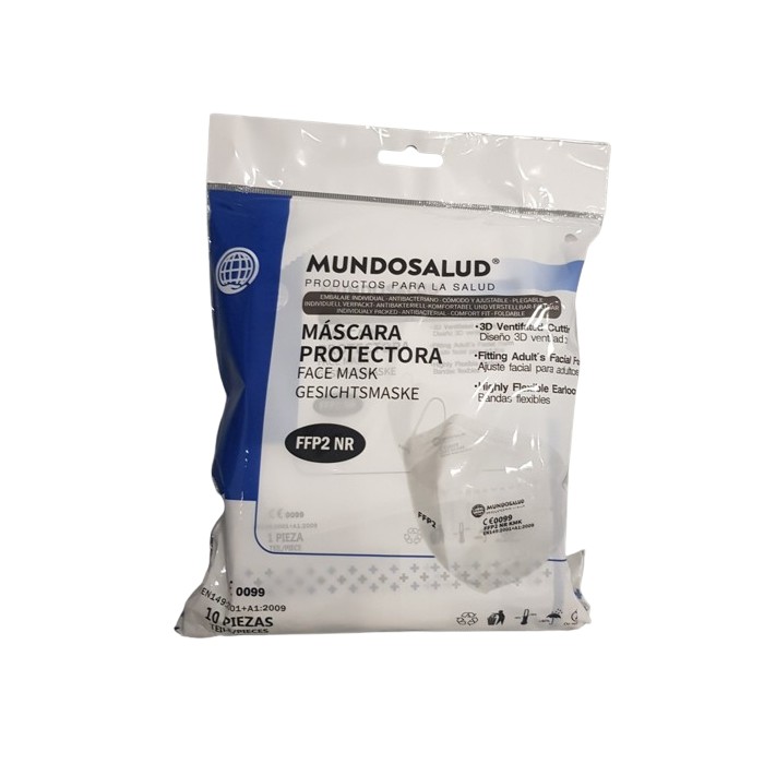 MASCARILLA  FFP2 FILTRANTE - NR ADULTO BLANCA (10 unid.) MUNDOSALUD