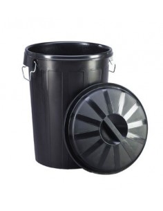 CUBO BASURA COMUNIDAD NEGRO CON TAPA 95L