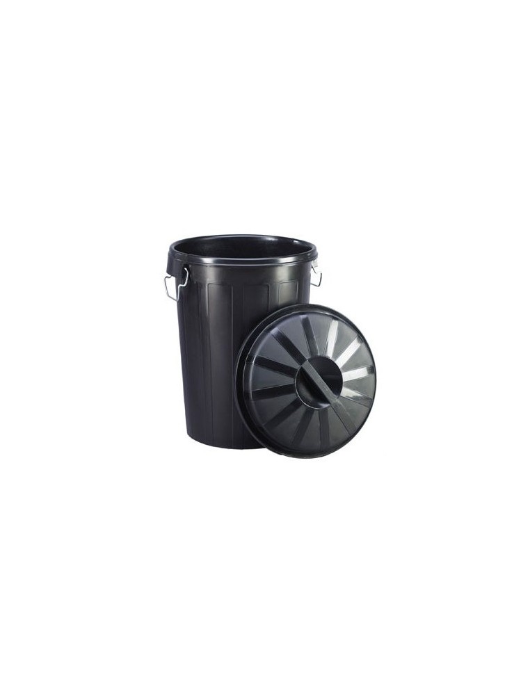 CUBO BASURA COMUNIDAD NEGRO CON TAPA 95L