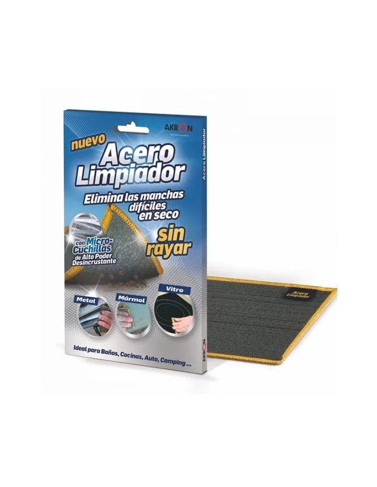 ESTROPAJO ACERO LIMPIADOR VITRO NO RAYA AKRON