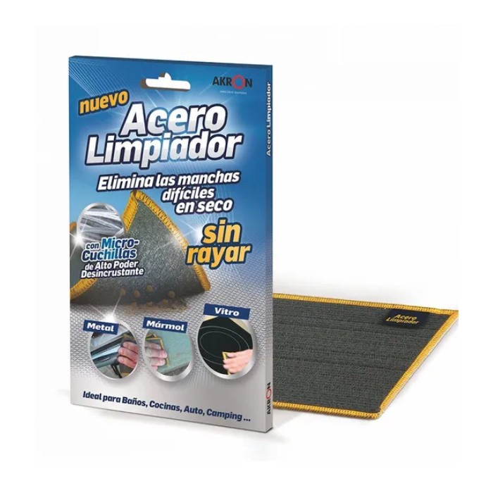 ESTROPAJO ACERO LIMPIADOR VITRO NO RAYA AKRON