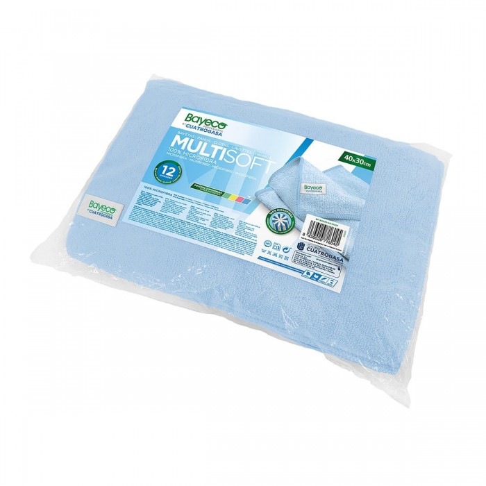 BAYETA MICROFIBRA 40x30 cm MULTISOFT AZUL BAYECO (PACK 12 UDS)