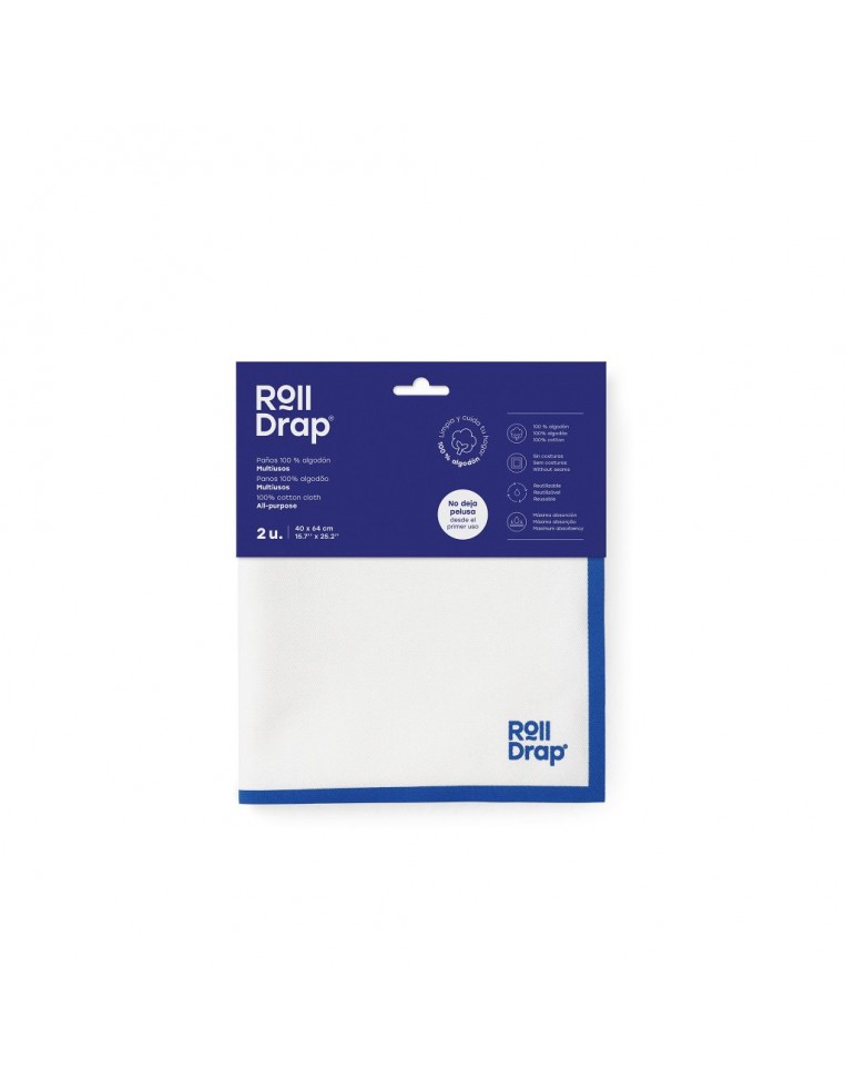 PAÑO ROLLDRAP 40X64 cm BLANCO-AZUL