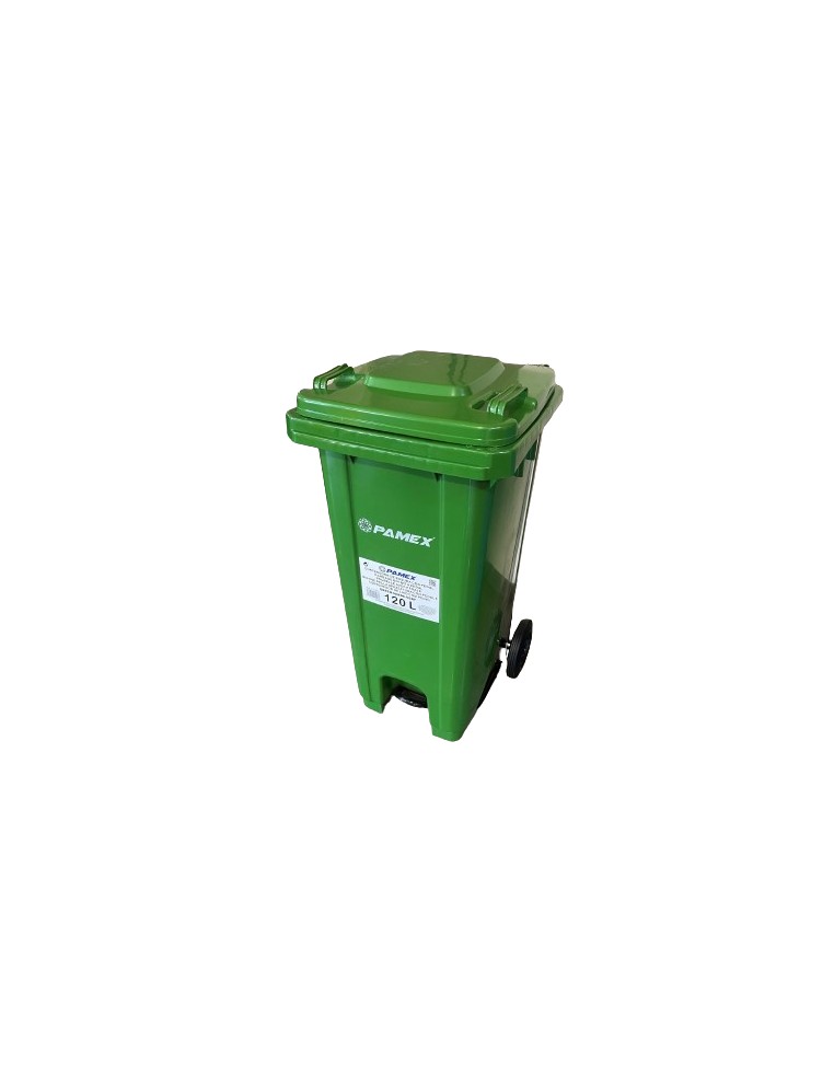 CUBO BASURA COMUNIDAD VERDE 120L CON TAPA Y PEDAL PAMEX