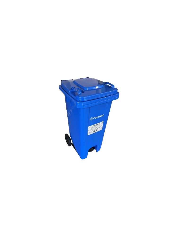 CUBO BASURA COMUNIDAD AZUL CON TAPA Y PEDAL PAMEX 120L