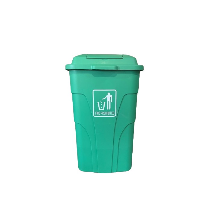CUBO BASURA COMUNIDAD VERDE CON TAPA DOBLE y PEDAL 120L