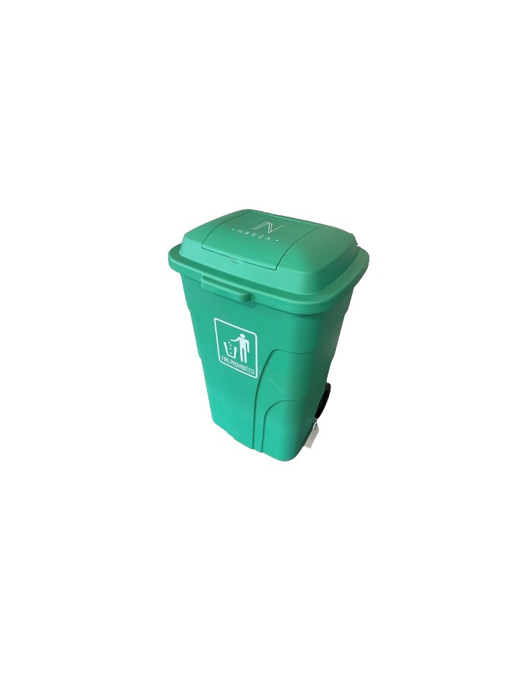 CUBO BASURA COMUNIDAD VERDE CON TAPA DOBLE y PEDAL 120L