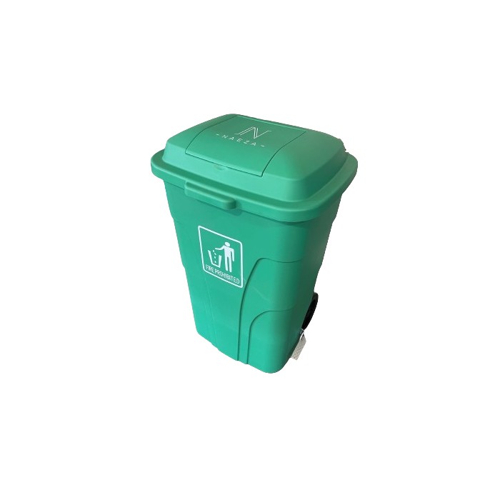 CUBO BASURA COMUNIDAD VERDE CON TAPA DOBLE y PEDAL 120L