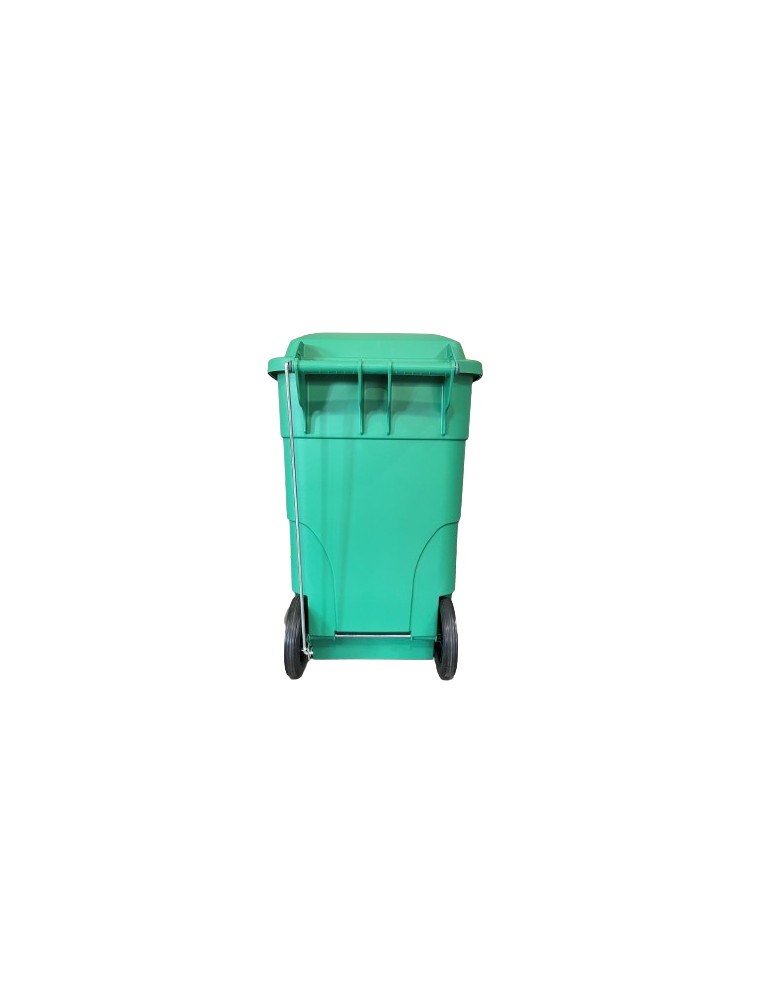 CUBO BASURA COMUNIDAD VERDE CON TAPA DOBLE y PEDAL 120L
