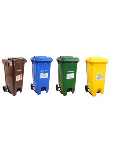 CUBO BASURA COMUNIDAD AMARILLO CON TAPA Y PEDAL PAMEX 120L 2