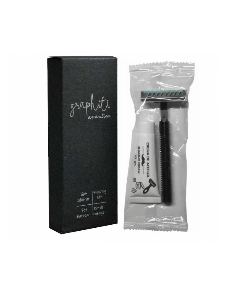 SET AFEITAR + TUBO CREMA 8 gramos SERIE GRAFITO (500 unidades)