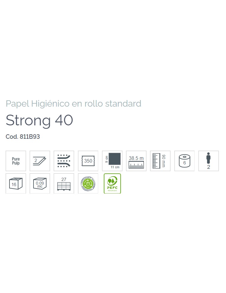 HIGIÉNICO DOMÉSTICO LUCART STRONG 40 (paquete 6 rollos)