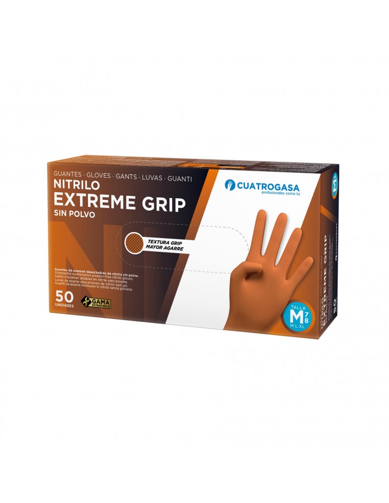 GUANTE NITRILO EXTREME GRIP NARANJA (50 U) TALLA XL (9-10)