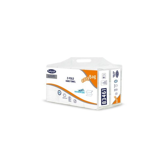 TOALLA PLEGADO EN Z BULKYSOFT 3 CAPAS Membrance Plus (12 paquetes x 140 uds)