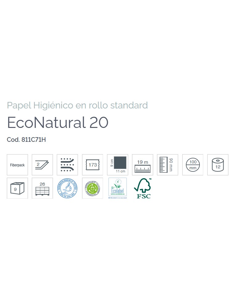HIGIÉNICO DOMÉSTICO LUCART ECONATURAL 20 (paquete 12 rollos)