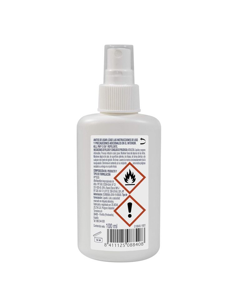 REPELENTE DE MOSQUITOS 3 en 1 KILL-PAFF (100 ml)