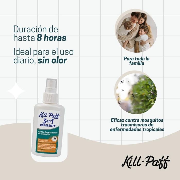 REPELENTE DE MOSQUITOS 3 en 1 KILL-PAFF (100 ml)